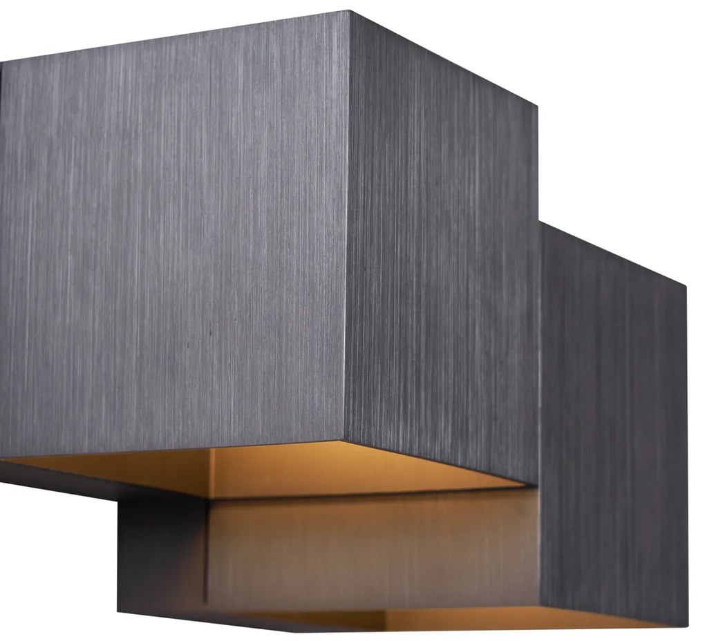 Модерна стенна лампа тъмно сива 2-светлинна - Transfer Double