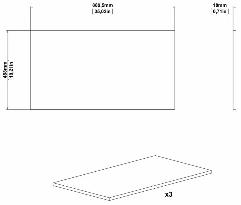 Допълнителни рафтове за гардероб в комплект от 3 (широчина 89 см) Verona - Tvilum