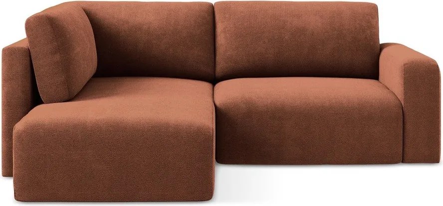 Теракотен шенилов сгъваем/с място за съхранение ъглов диван (ляв ъгъл/L форма) Kona – Makamii