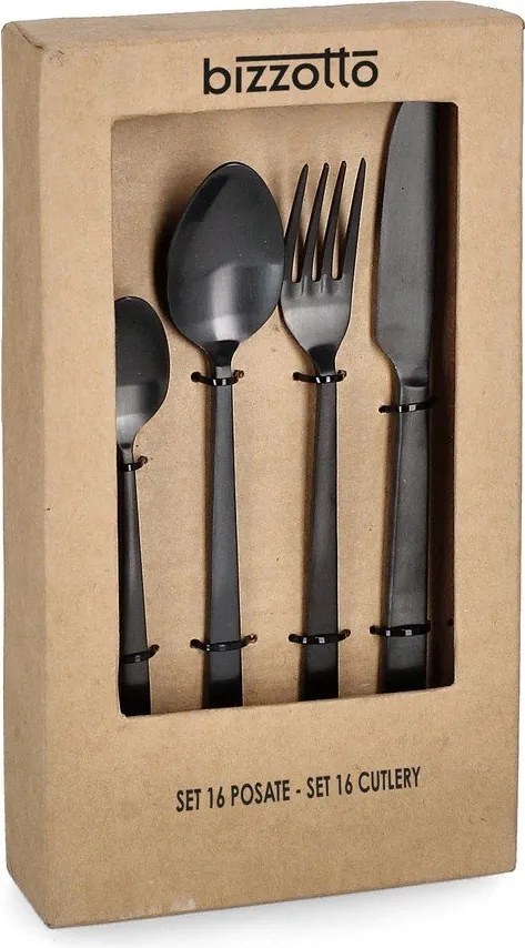 Черен прибори за хранене 16 бр. от неръждаема стомана за 4 души Hestia – Bizzotto
