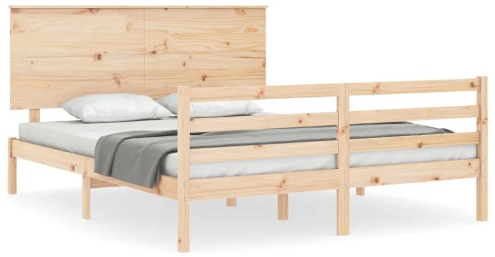 3195226 vidaXL Рамка за легло с табла King Size масивно дърво