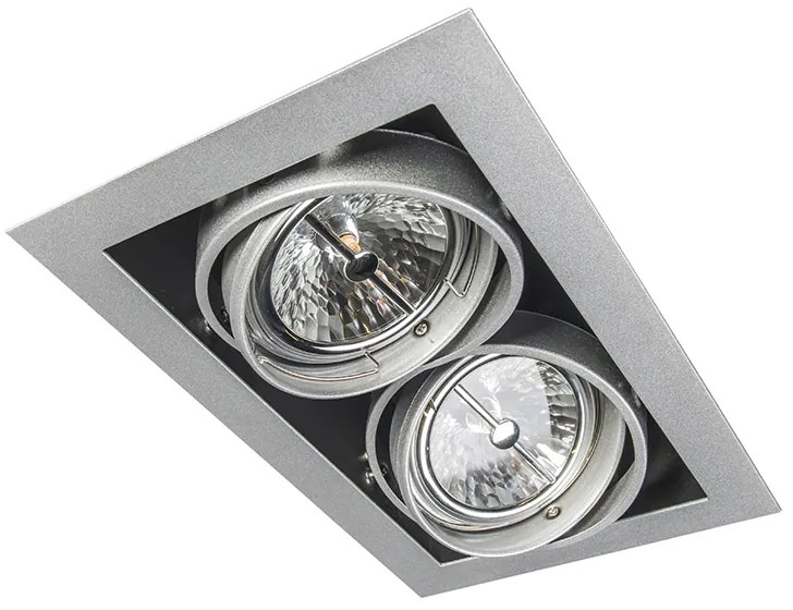 Вграден прожектор стомана AR111 регулируем 2 светлини - Oneon