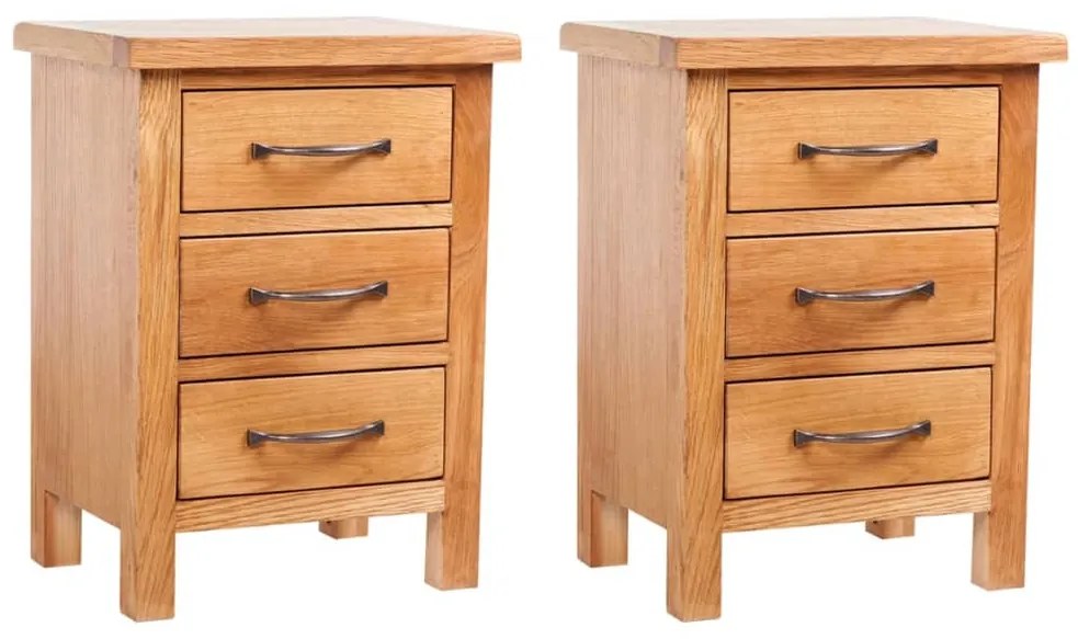 3053415 vidaXL Нощни шкафчета, 2 бр, 40x30x54 см, дъбово дърво масив