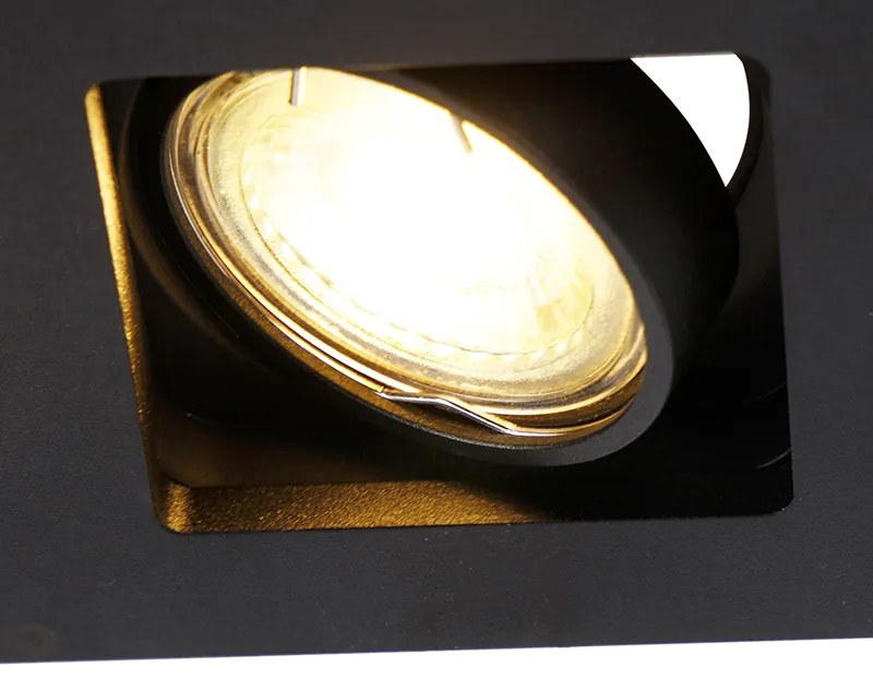 Комплект от 6 вградени прожектора черни правоъгълни 2-светлини - Qure