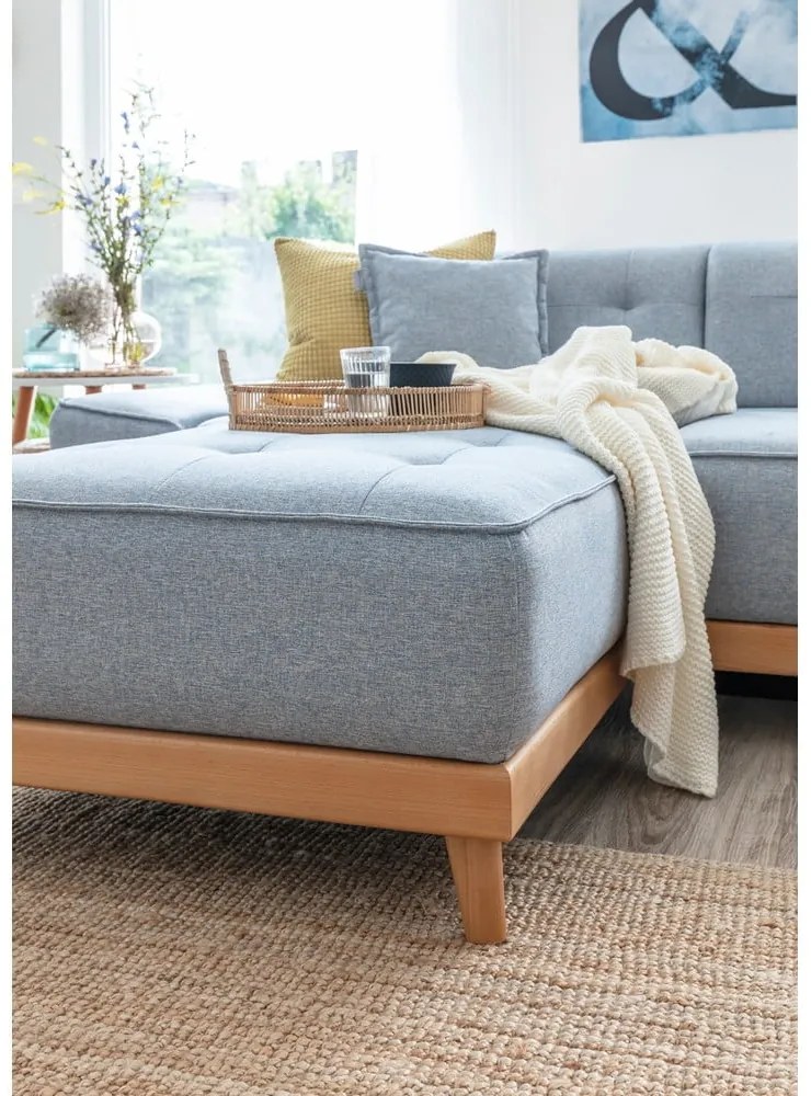 Светлосин U-образен разтегателен диван, десен ъгъл Dazzling Daisy - Miuform