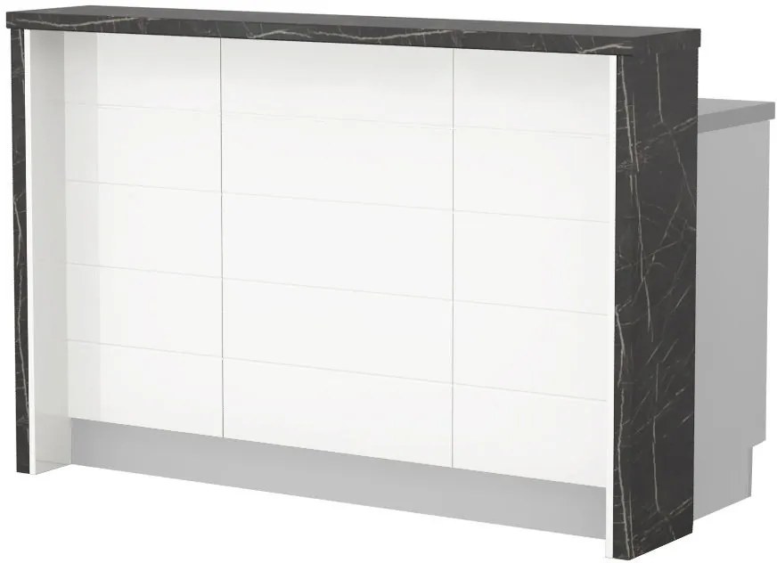 Островна кухненска пейка Hudson-Length: 150 cm.-White-Black Stone