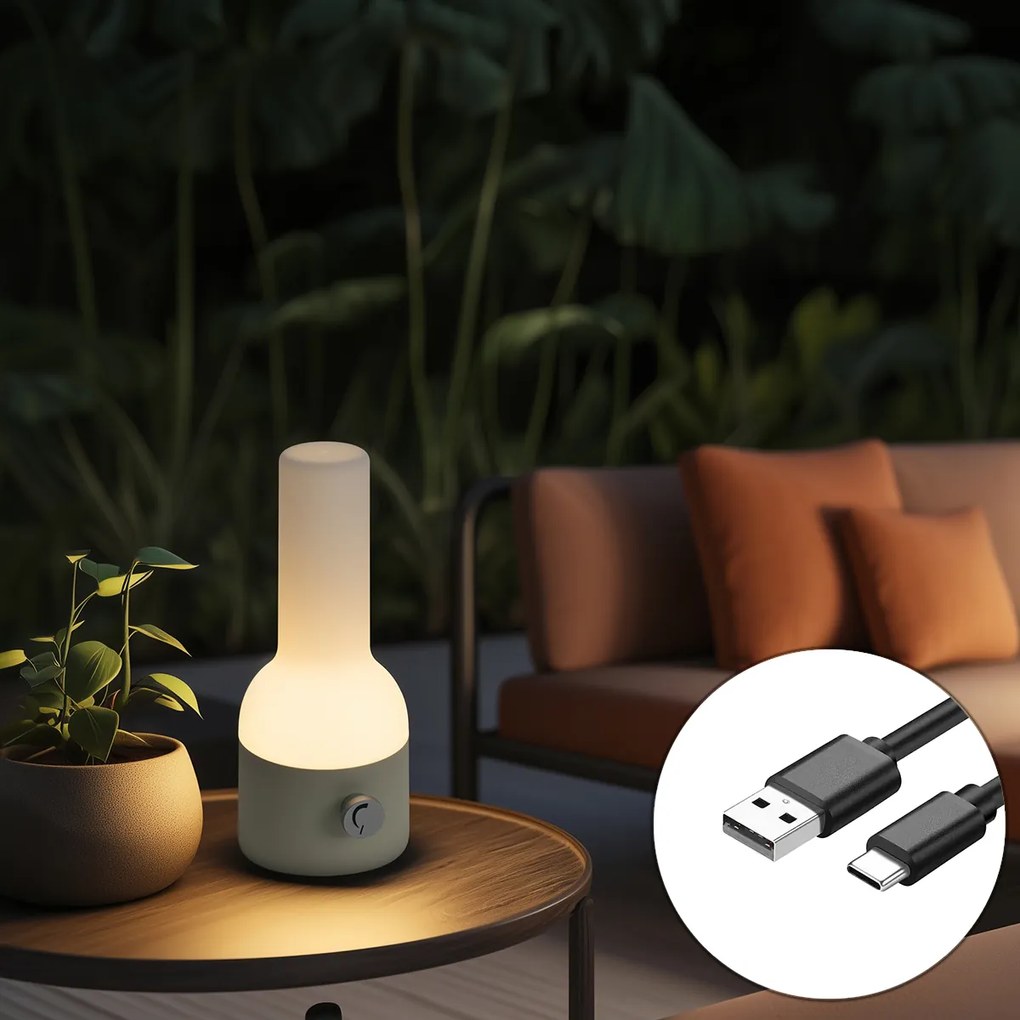 Външни настолни лампи бежово с бяло с вградена акумулаторна LED IP44 - Haard