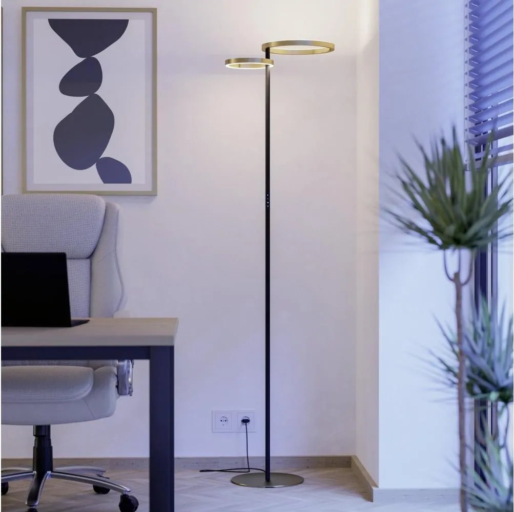 Eglo 901975-LED Димируема подова лампа CASTELPOTO LED/16W/230V + LED/12W златиста/черна