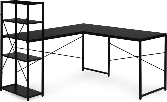 Ъглова работна и игрална маса с рафтове