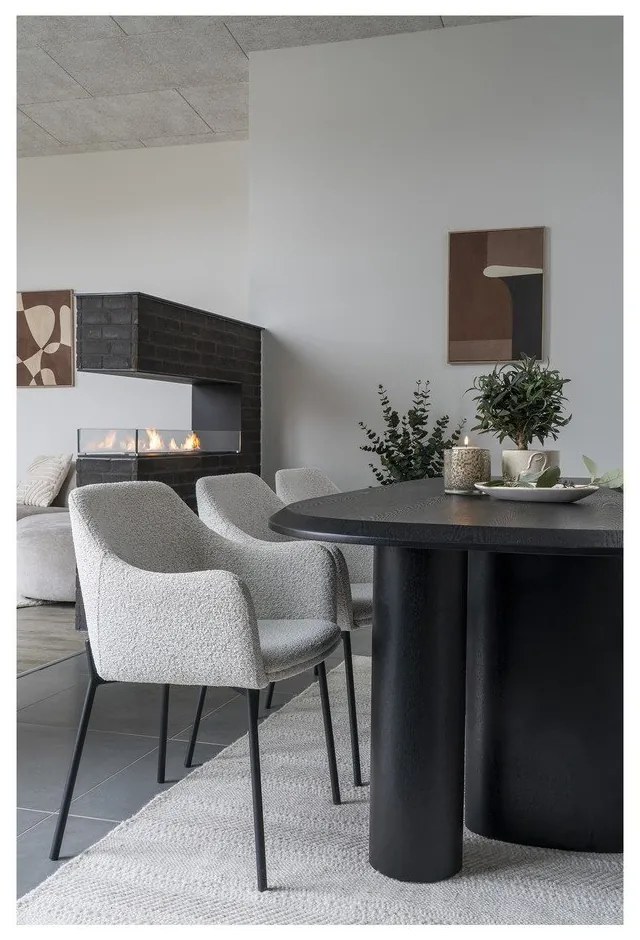 Бял тапициран трапезен стол с подлакътници Melilla – House Nordic