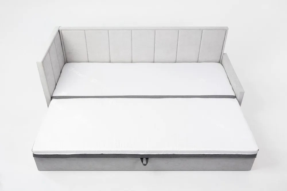 Сив шенилов разтегателен диван с място за съхранение 214 cm Fulgeo – ELTAP