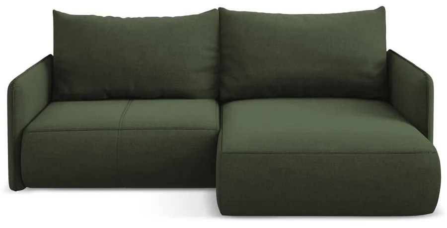 Зелен разтегателен ъглов диван с място за съхранение (десен ъгъл) Nanea – Makamii