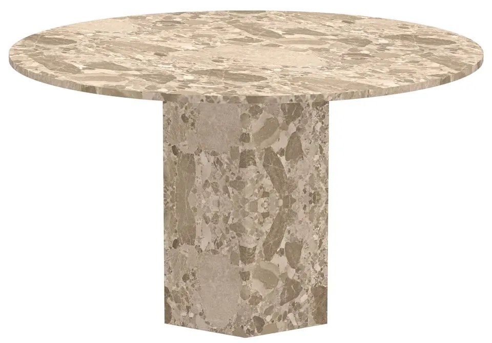 Светлокафява мраморна кръгла трапезна маса ø 130 cm Naxos – Actona