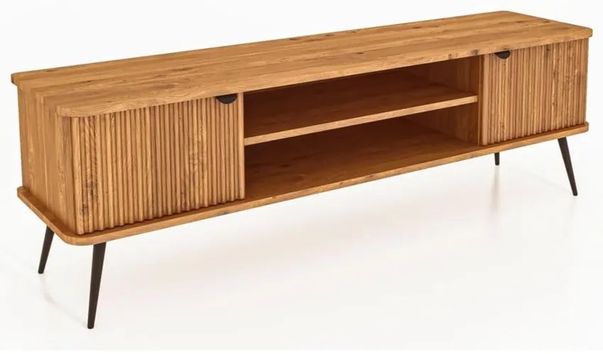 Масичка за телевизор от дъбова дървесина в естествен цвят 180x57 cm Kula - The Beds