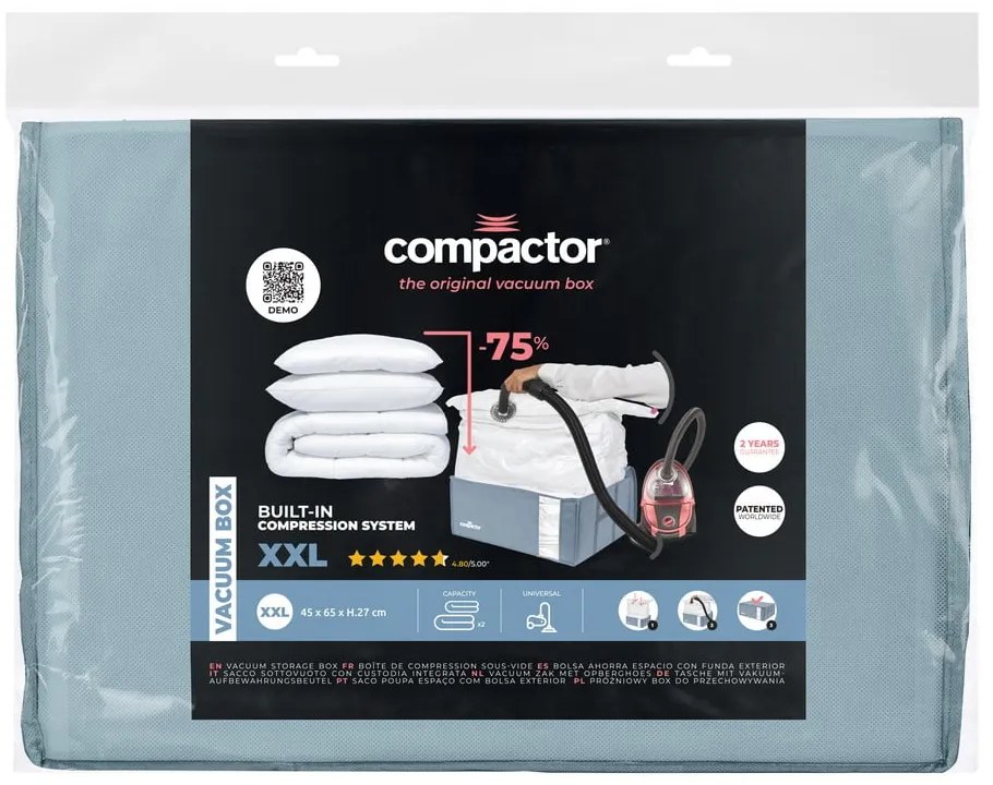 Вакуумна пластмасова кутия за съхранение на дрехи 65x45x27 cm Blue Edition – Compactor