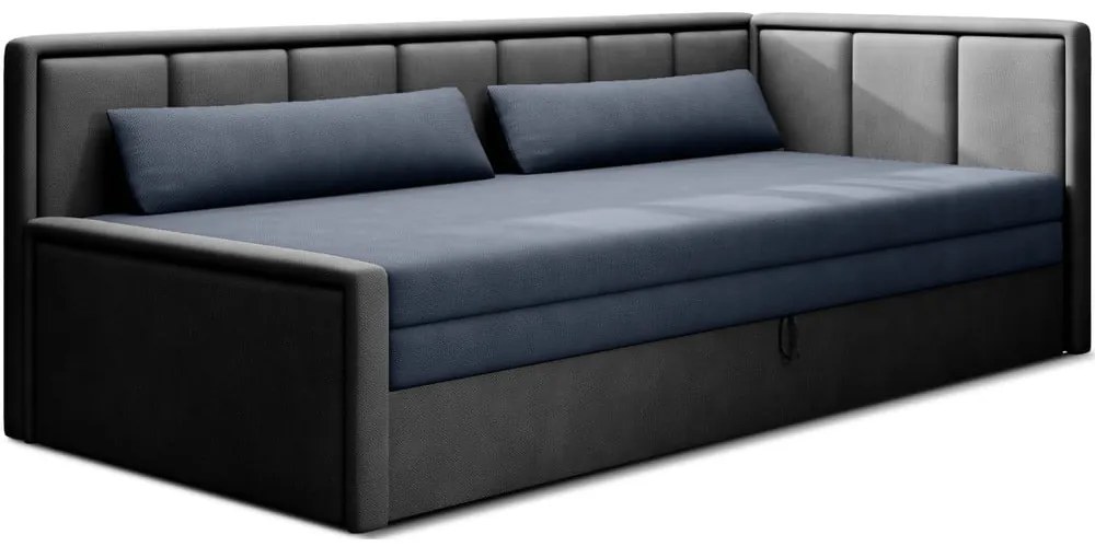 Син сив шенилов разтегателен диван с място за съхранение 214 cm Fulgeo – ELTAP