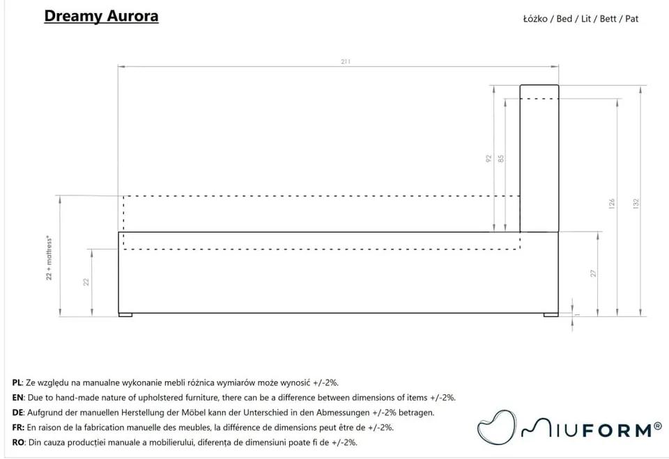 Тюркоазено тапицирано двойно легло с място за съхранение и решетка160x200 cm Dreamy Aurora - Miuform
