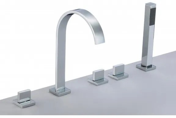 Стоящ смесител за вана ICL 6218028, месинг, хром, със слушалка и превключвател