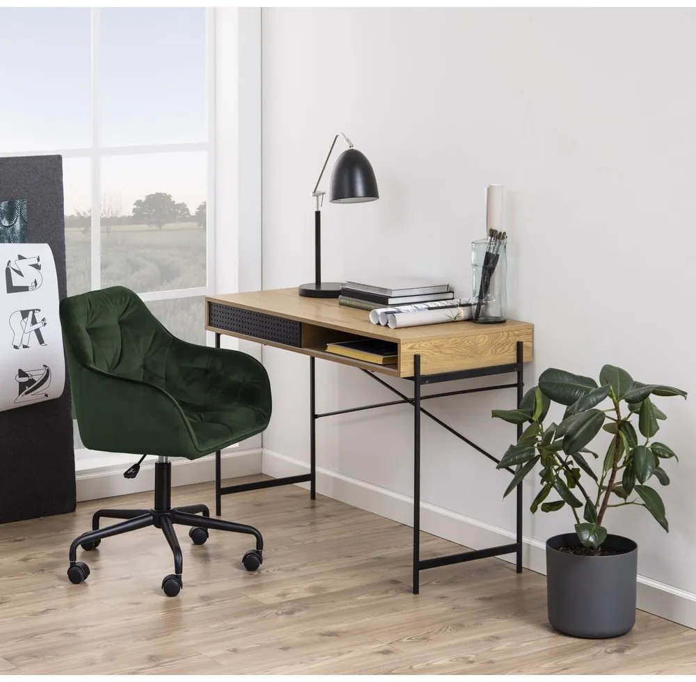 Зелен офис стол с кадифена повърхност Brooke - Actona