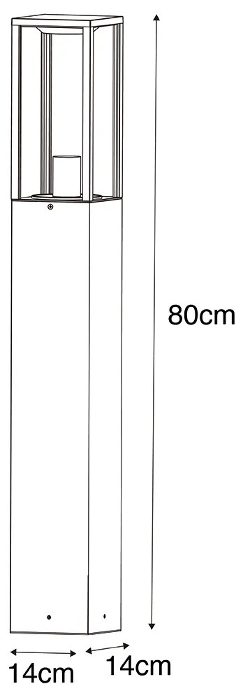 Умна външна подова лампа черна с оребрено стъкло 80 см вкл. WiFi A60 - Charlois
