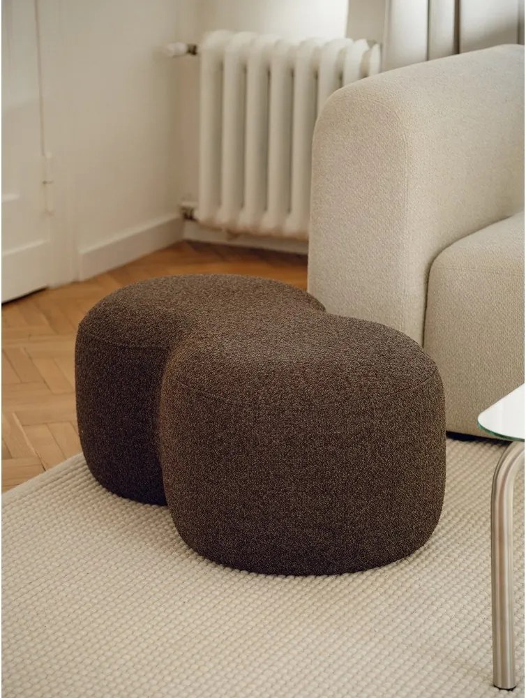 Тъмнокафява табуретка от прежда с примки от букле Umbo – noo.ma