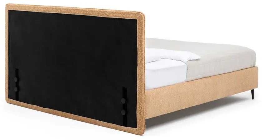 Тапицирано двойно легло с включена подматрачна рамка в цвят горчица 160x200 cm Noira Slim – Bonami Selection