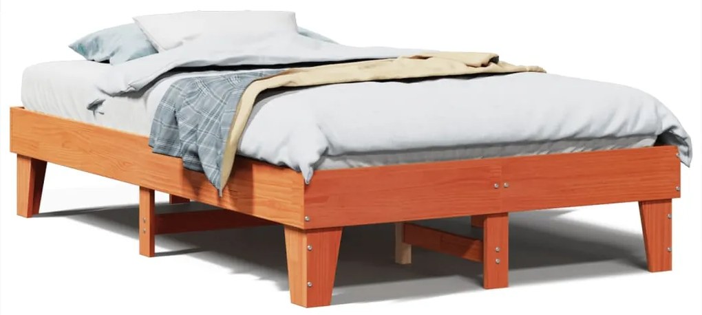 855375 vidaXL Рамка за легло без матрак, восъчнокафяв, 120x190 см, бор масив