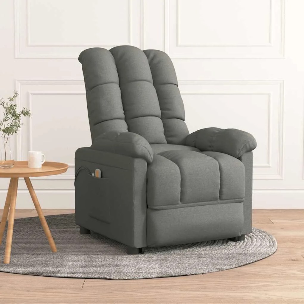 3073759 vidaXL Електрически масажен стол, тъмносив, текстил