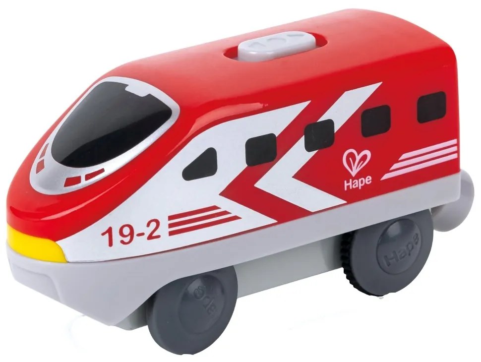 Hape - Междуградски локомотив с батерия, 12 x 4 x 5 см, Червен