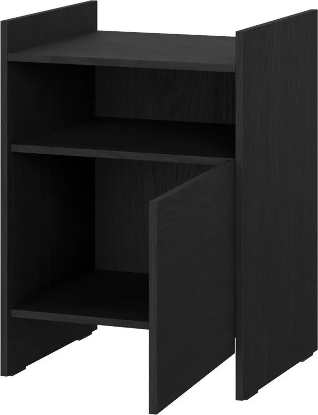 Черно нощно шкафче с рафтове Toopt – noo.ma