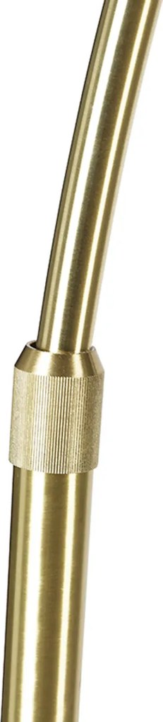 Подова лампа от месинг с бял и бежов раиран абажур 50 см - XXL