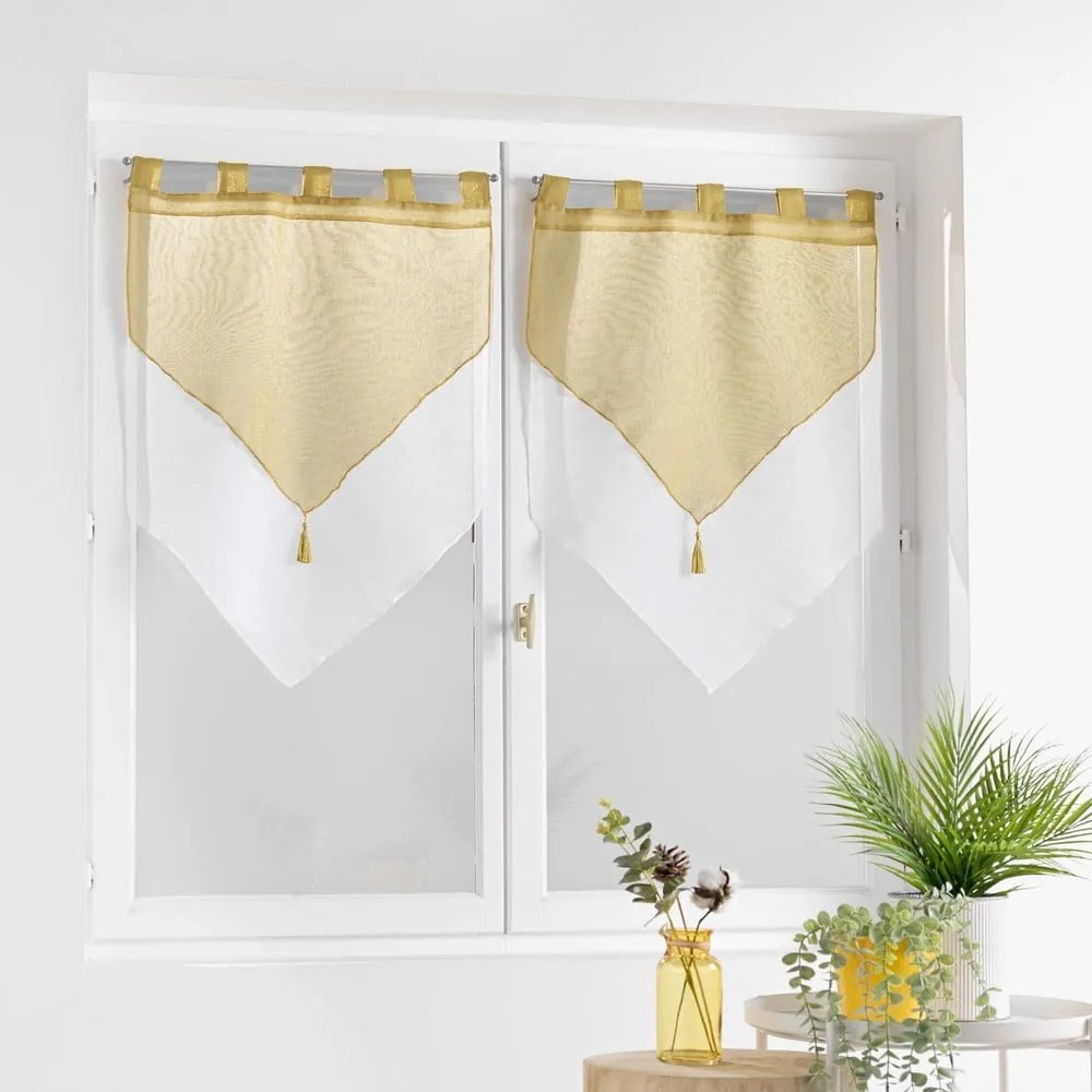 Завеси в комплект от 2 бр. в жълт и бял цвят 60x90 cm Duetto – douceur d'intérieur