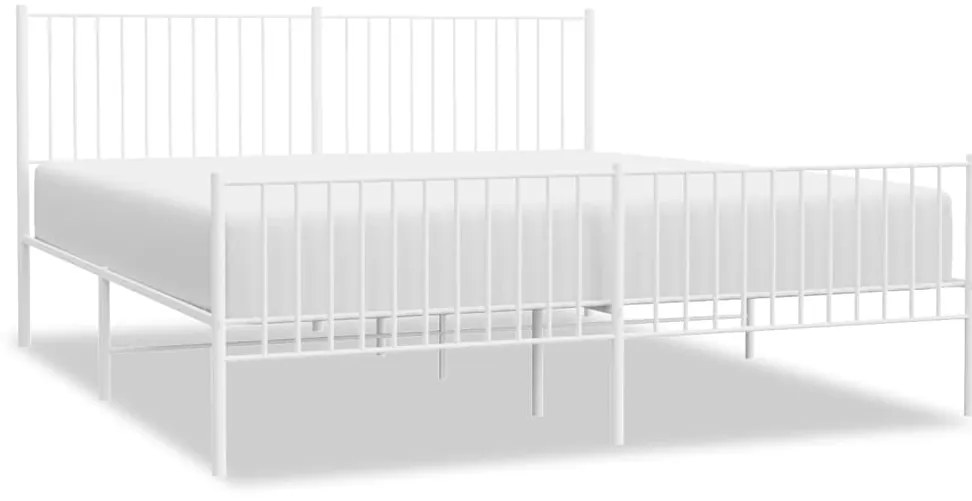 350954 vidaXL Метална рамка за легло с горна и долна табла, бяла, 183x213 см