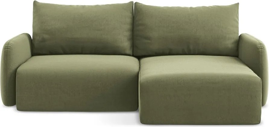 Зелен кадифен сгъваем/с място за съхранение ъглов диван (десен ъгъл) Kalena – Makamii