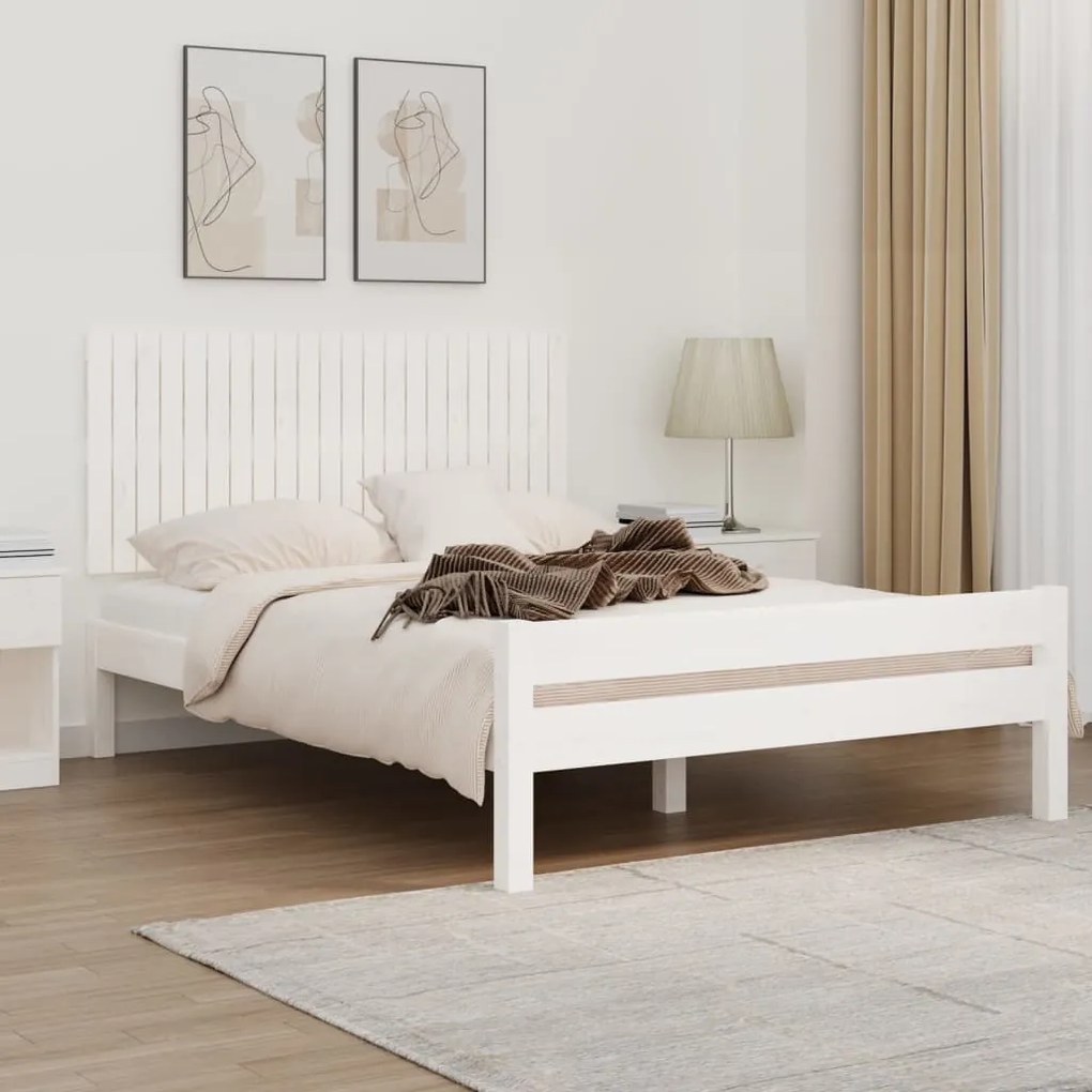 824869 vidaXL Стенна табла за спалня, бяла, 140x3x60 см, борово дърво масив