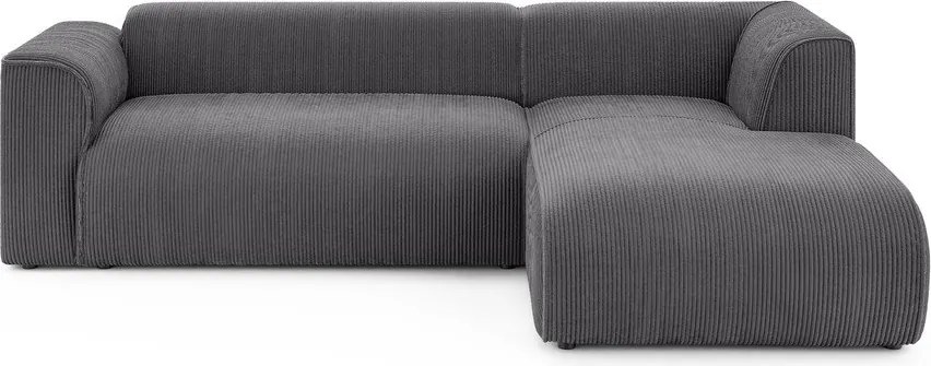 Тъмносив ъглов диван от рипсено кадифе (десен ъгъл) Merid – Ropez