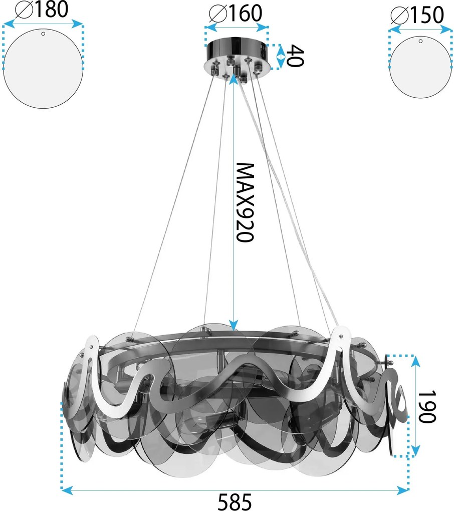 Лампа APP1545-8CP Brush Gold / Grey