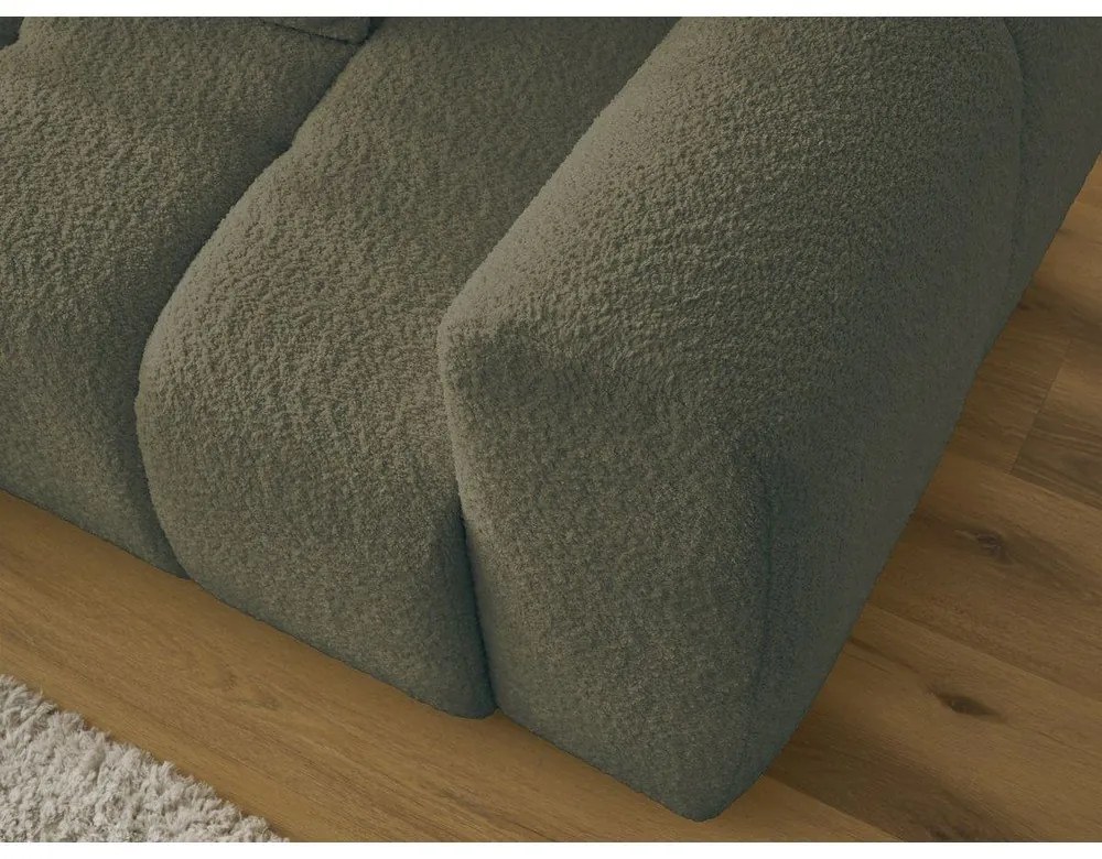 Сгъваем ъглов диван с място за съхранение от букле в цвят каки (ляв ъгъл) Roxelane – Bobochic Paris