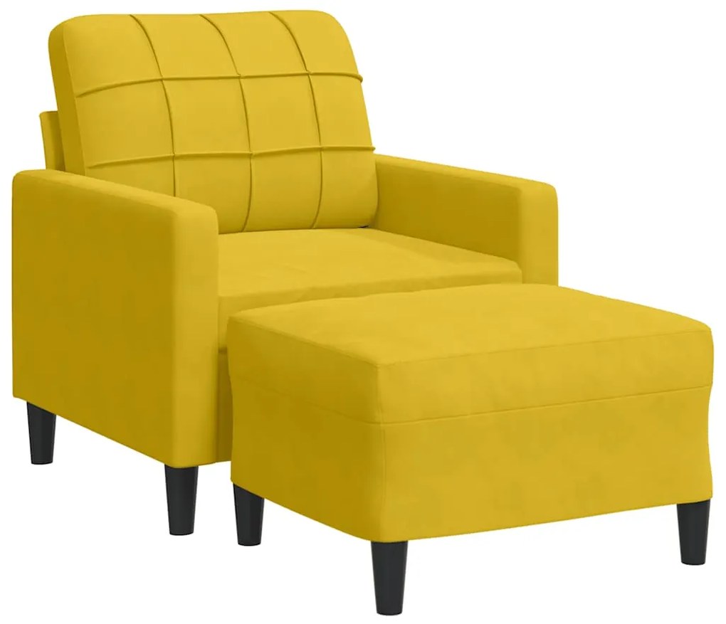 3278263 vidaXL Кресло с табуретка, жълто, 60 см, кадифе