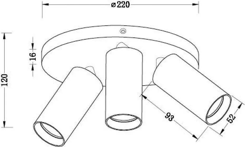 Кръгъл спот за таван LUX, черен, 3хGU10