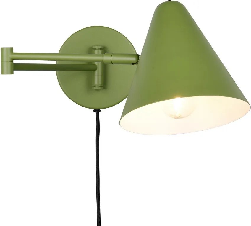 Зелена стенна лампа с огъваща се структура за контакт ø 15 cm Cosima – Trio