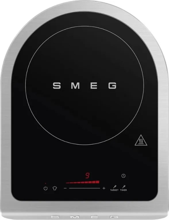 Преносим индукционен котлон Smeg PIC01WHMEU, 2100 W, Керамично стъкло, Таймер, LED дисплей, Бял мат
