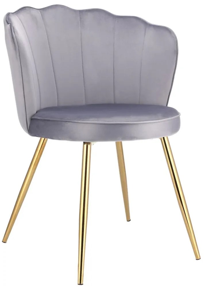 Кадифен стол за хранене FIORE във формата на раковина Бежово