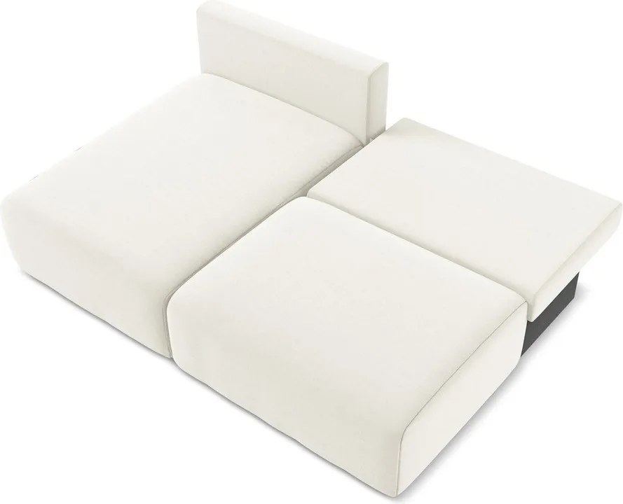 Кремав кадифен сгъваем/с място за съхранение ъглов диван (ляв ъгъл) Kalena – Makamii