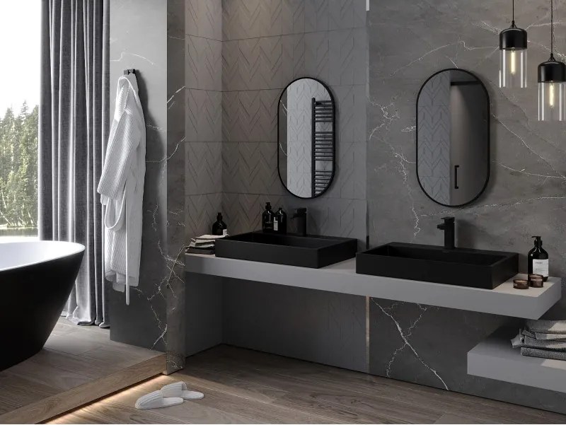 Mexen Loft овално огледало за баня 75 x 40 cm, черна рамка - 9851-075-040-000-70