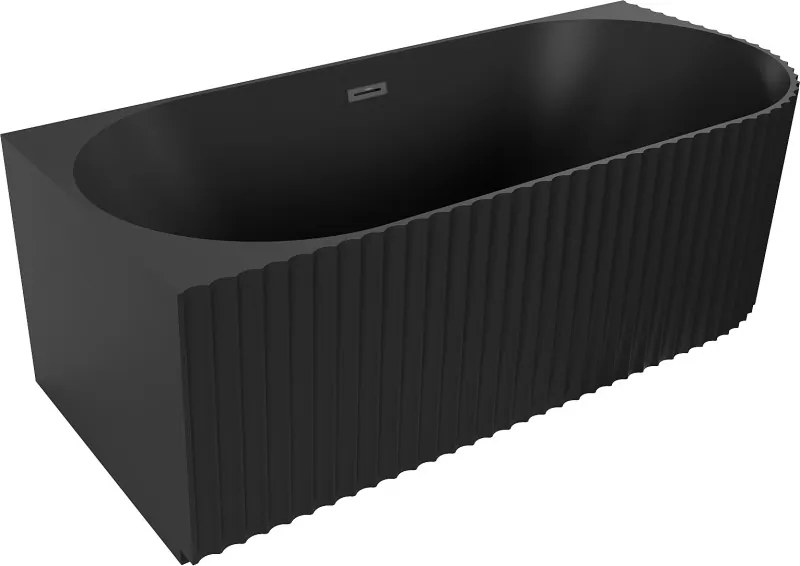 Mexen Gia свободностояща ъглова вана с текстура в ляво 170 x 80 см, черна мат, черно преливане - 52701708071L-70