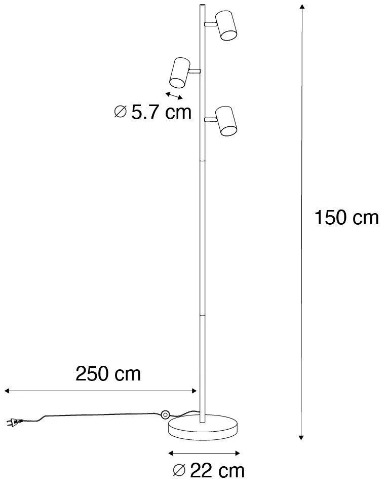 Модерна подова лампа бронз 3-светлина - Jeana