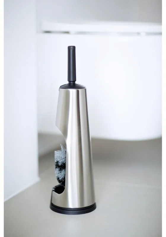 Четка за тоалетна Brabantia ReNew 107870, 42 см, Дискретен дизайн, Инокс/мат