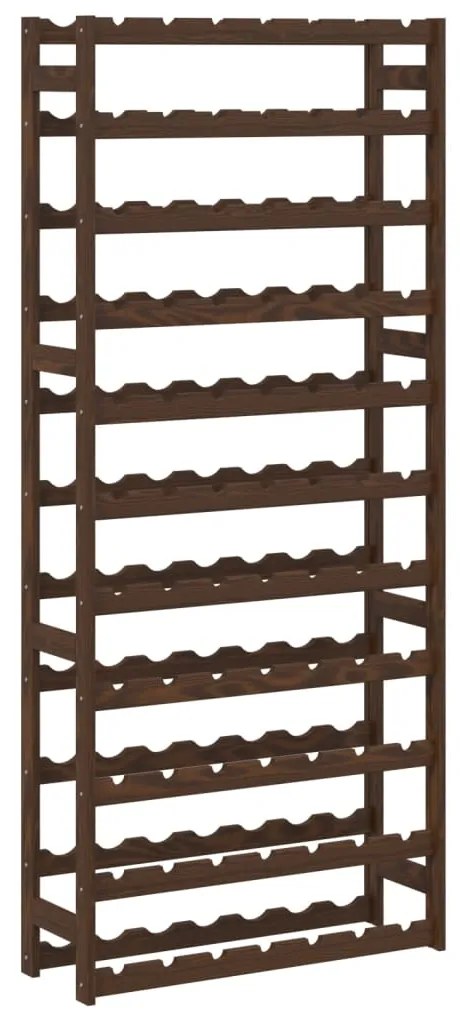 373394 vidaXL Стойка за вино за 77 бутилки, кафява, бор масив
