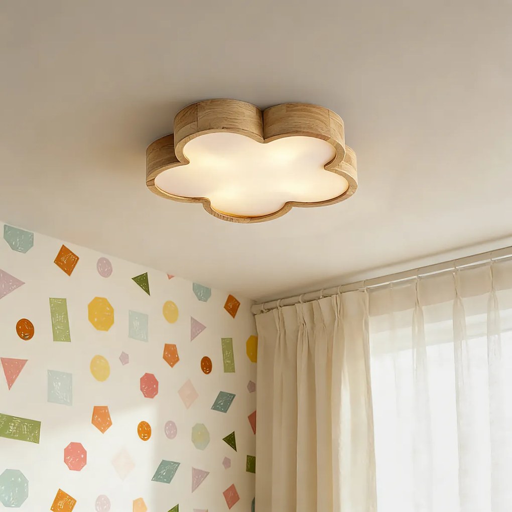 Детска таванна лампа дърво с бяло - Lucille